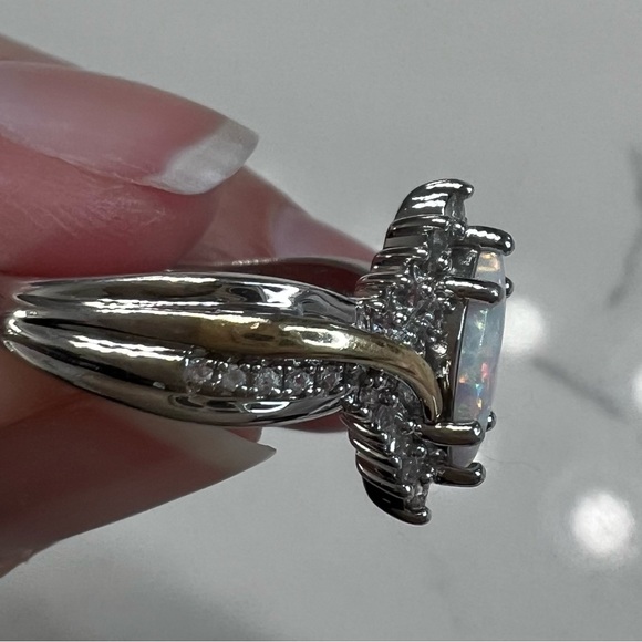 Opal 10K Gold and Sterling Diamond Pendant and Ring - Picture 7 of 9